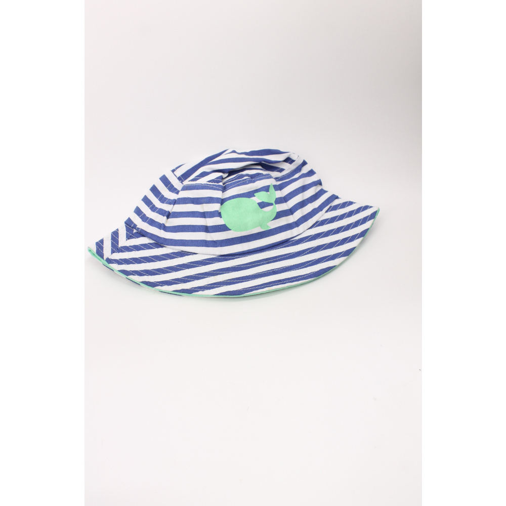 Blue white stripe green whale kids 4-6x sun hat